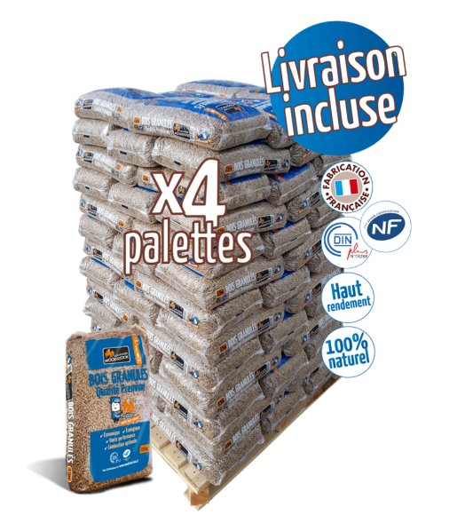 Palette de granulés WOODSTOCK x 4 (264 sacs) de 15 Kg
