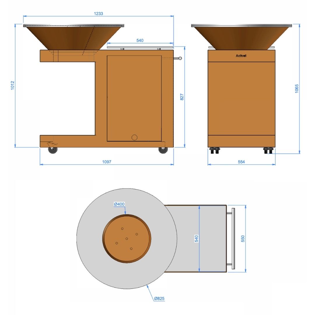 PLANCHA-BRASERO-BARBECUE : MODULEO AVEC FRIGO EXTÉRIEUR
