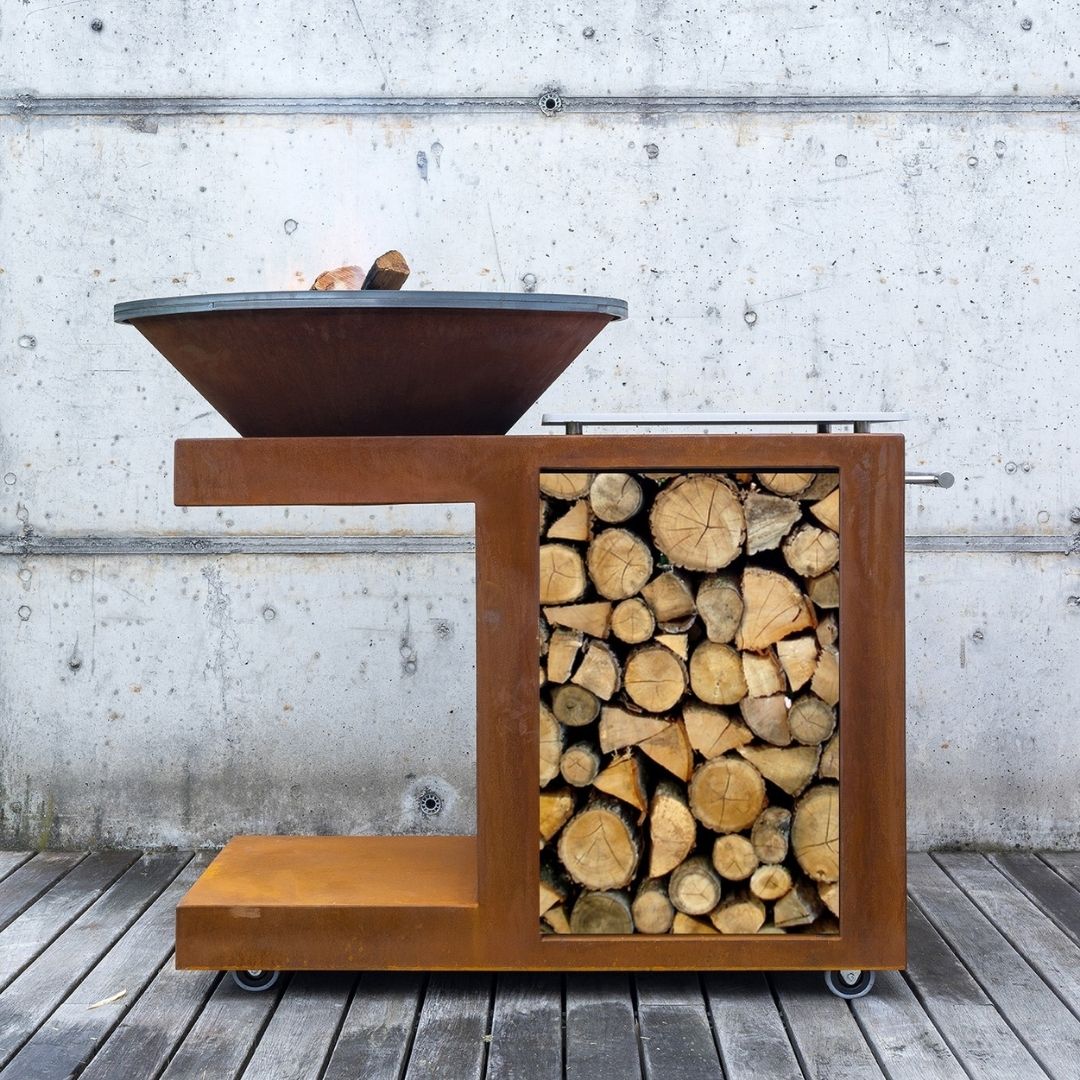 PLANCHA-BRASERO-BARBECUE : MODULEO AVEC RANGE BÛCHE