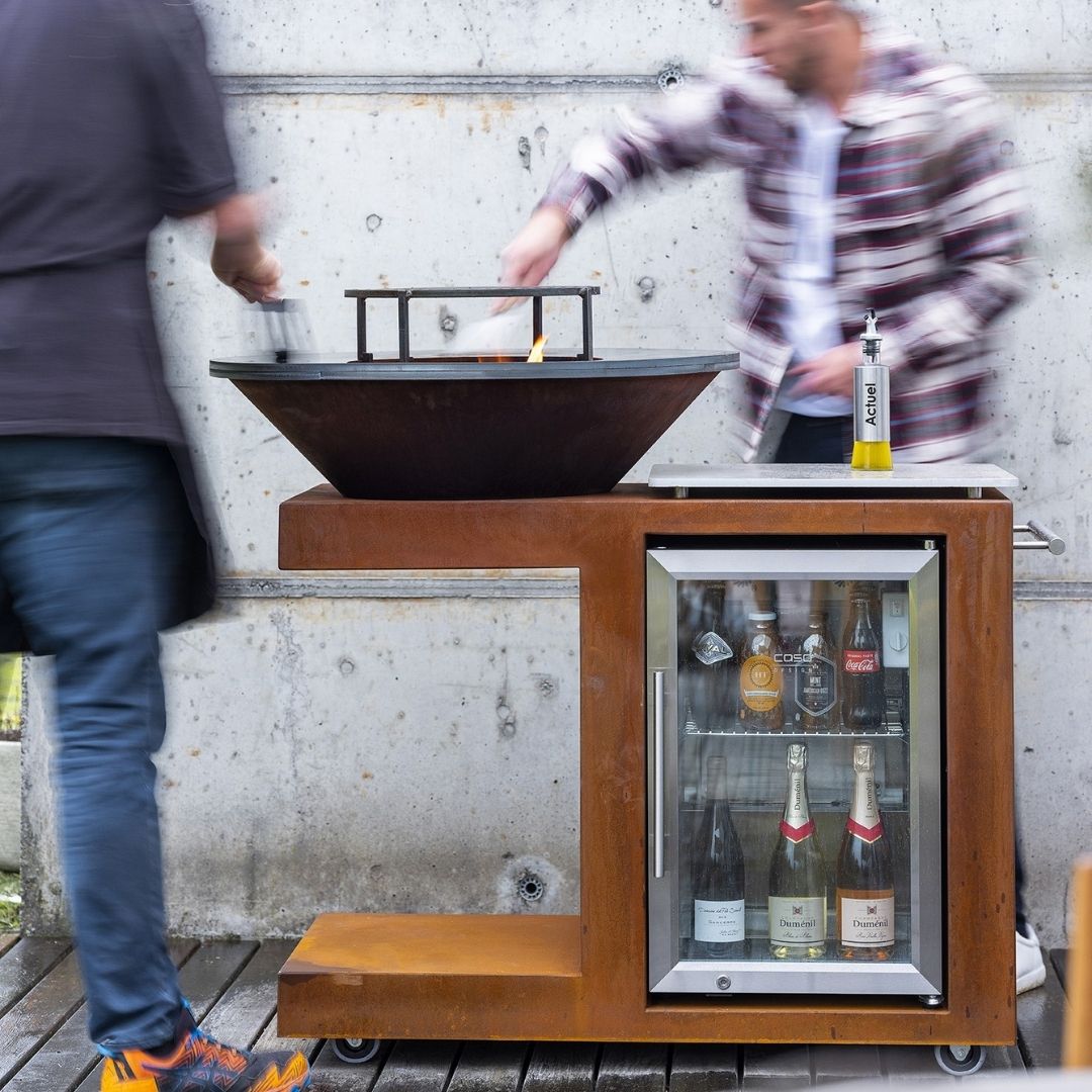 PLANCHA-BRASERO-BARBECUE : MODULEO AVEC FRIGO EXTÉRIEUR