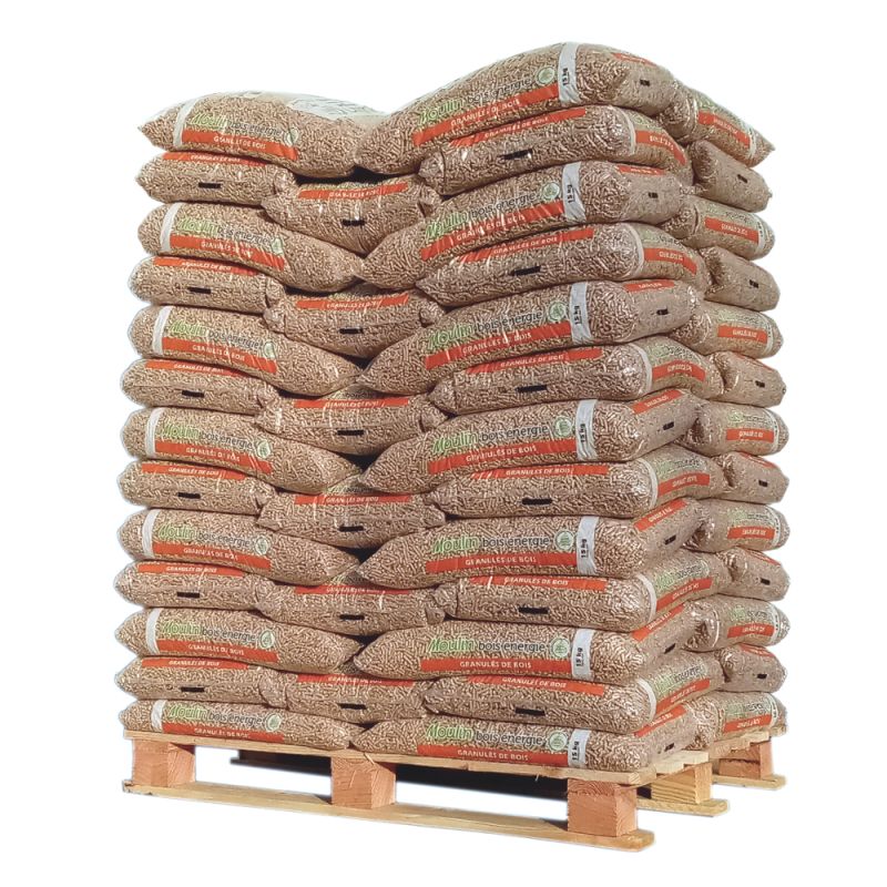 Pellet Moulin Bois Energie – Palette de 65 Sacs de 15 KG