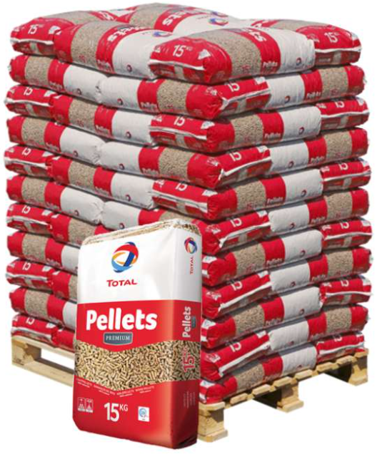 Granulés de Bois Premium TotalEnergies (DIN+/EN+ A1) –  Palette 990kg 66 sacs de 15 kg