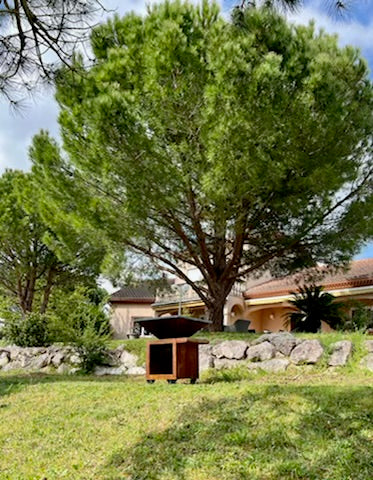 Brasero Roulettes Corten 85