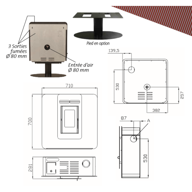 Poêle à Granulés Etanche EMAFLAM LUNA JAUNE 5.6 kW