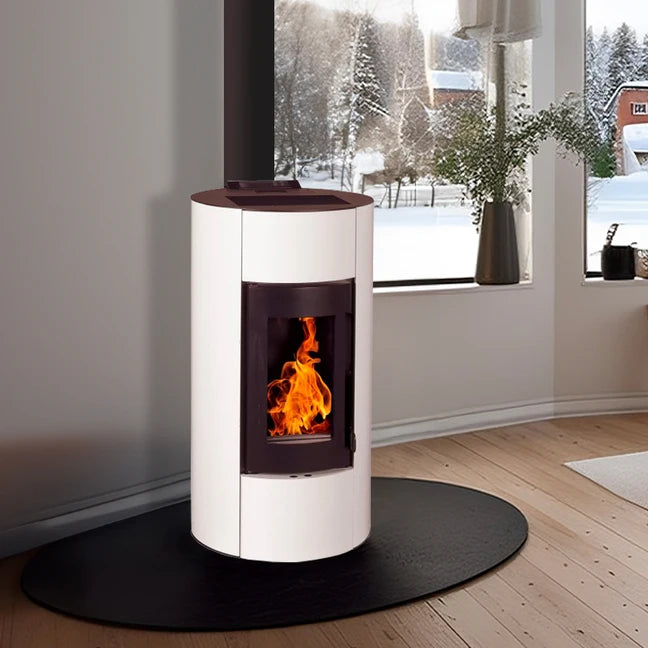 Poêle à Granulés Etanche - EMAFLAM ALBA Blanc - 11.4 kW
