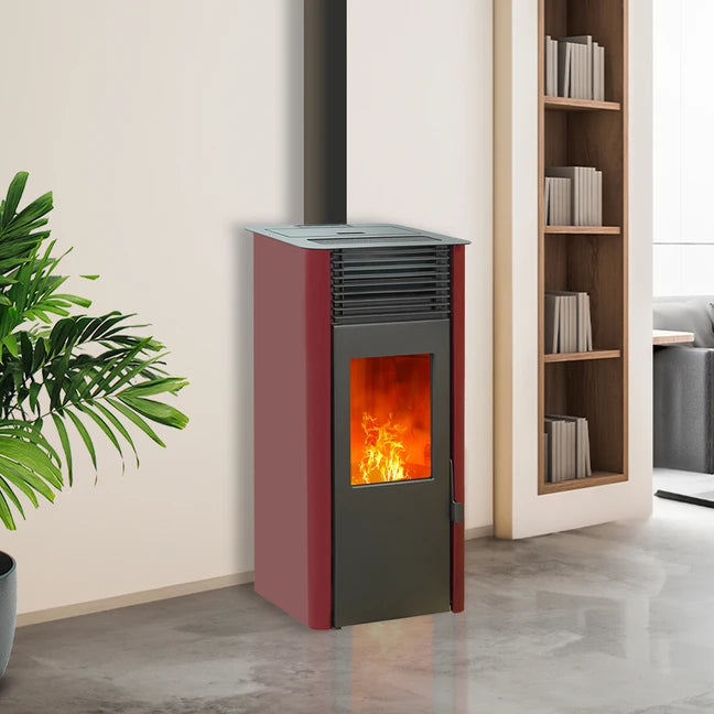 Poêle à granulés Etanche Connecté - EMAFLAM REVA - 8.2 kW Bordeaux